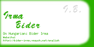 irma bider business card
